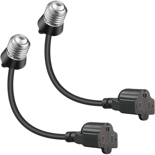 3 Intake Light Plug Adapter, Converts The Bulb Plug E26/E27 Into 3 Plugs With Extension Cable