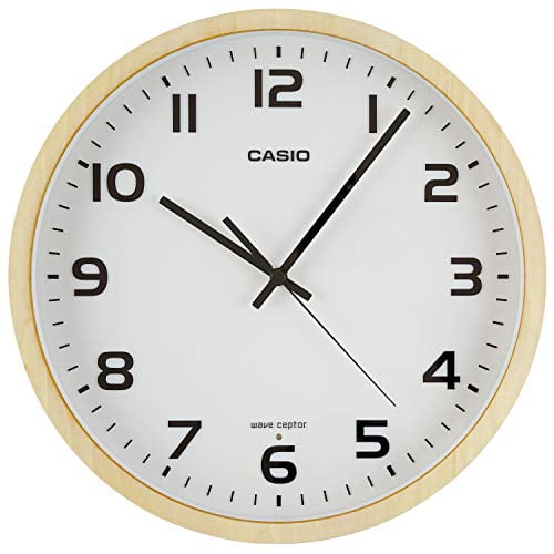 CASIO wall clock radio wave natural diameter 30.2cm analog wooden frame