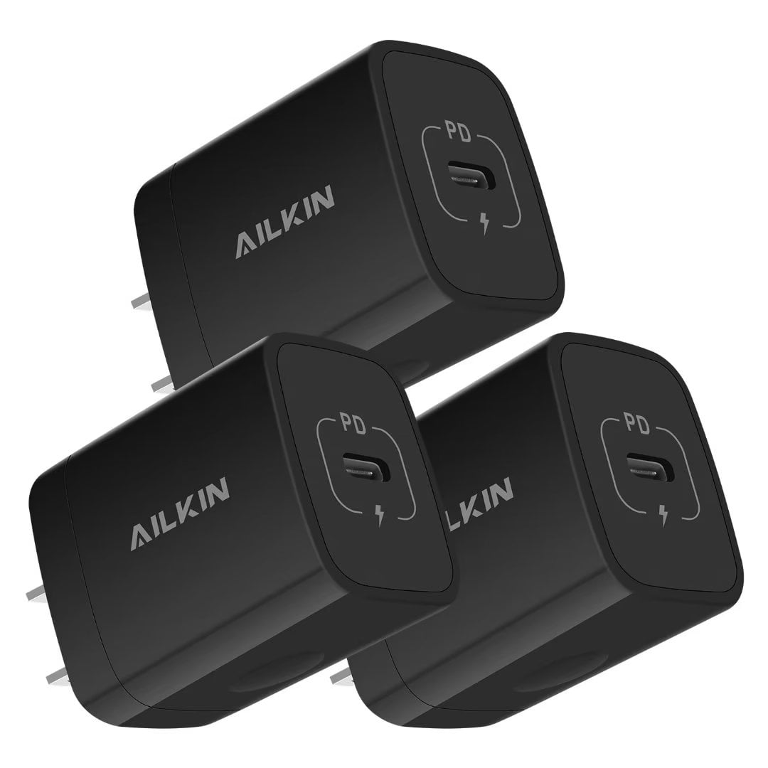 Usb c block,USB C Wall Charger Block,3PACK AILKIN PD 20W USB C Wall