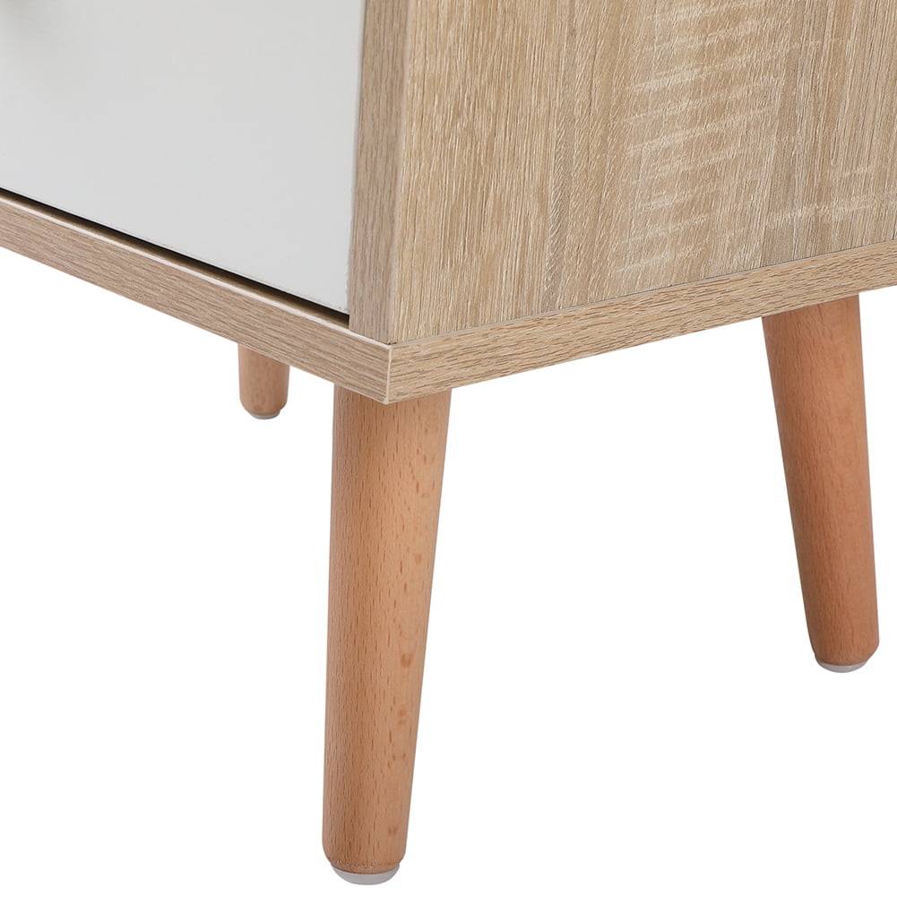Kadyn Mid-century Wood Bedside Cupboard with 1-drawers for Nursery, Bedside Cabinets with Storage for Closet, Natural-1PCS