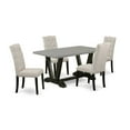thumbnail image 2 of East West Furniture V-Style 5-piece Wood Dining Set in Black and Cement, 2 of 6