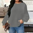 thumbnail image 5 of UQJfacai Tunic Tops for Women Plus Size Dressy Waffle Knit Long Sleeve Shirts Fall Winter Fashion Loose Fit Curved Hem Crewneck Sweaters, 5 of 5