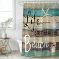 thumbnail image 4 of Coastal Starfish Bathroom Shower Curtains with 12 Hooks Polyester Waterproof Shower Curtain for Stalls and Bathtubs Farmhouse Nautical Conch Seashell Wood Decorative Bathroom Curtain 72x72 Inches, 4 of 9