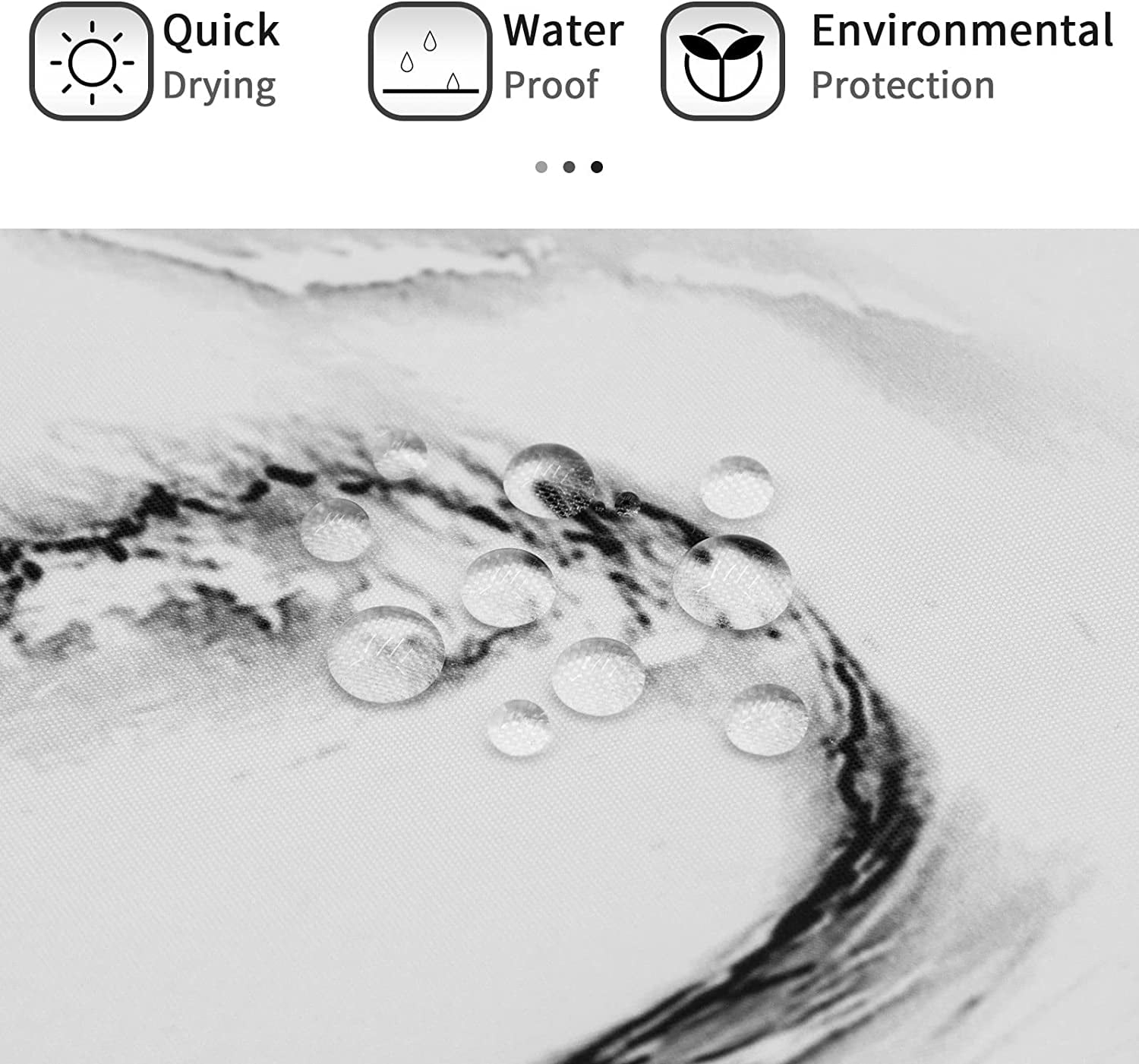YULSUIAU Grey White Abstract Marble Waterproof Shower Curtain, 36” x 72” Machine-Washable