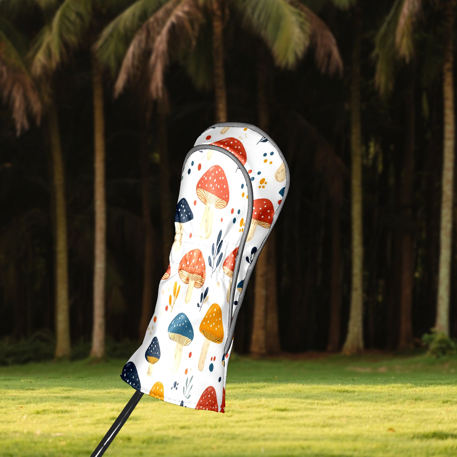 Golf Club Covers PU Leather Waterproof Head Covers for Fairway Woods Hybrids Colorful Mushrooms Unisex Fits Most Brands