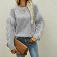 thumbnail image 2 of Aoochasliy Womens Sweaters Pullover Clearance O-Neck Tassel Large Size Trendy Knitted Sweater Pullover Blouse, 2 of 9