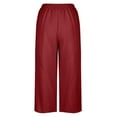 thumbnail image 5 of XuJwPNcy Capri Pants for Women Summer Casual Baggy Wide Leg Cropped Pants Plain Elastic Waist Lounge Capris Trousers, 5 of 5