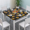 thumbnail image 3 of Black Sunflower Green Leaf Pattern Square Fitted Tablecloth with Elastic Edge,Square Table Cover,Washable Elastic Table Cover for Home Kitchen Party Decor 36"x36", 3 of 6