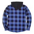 thumbnail image 4 of Bwdbhd Mens Jackets Lightweight Men's Full Zip Hooded Flannel Jacket Button Cotton Plaid Jacket Outdoor Coat for Men Blue,3XL, 4 of 5