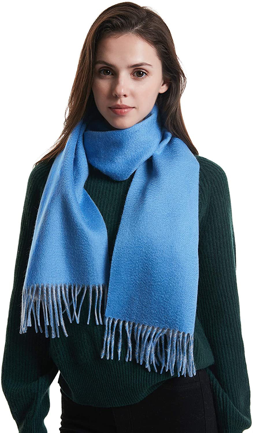 Colors Available in Solid/Plaid/Two-Tone Warm & Soft Gift Ready 100% Cashmere Winter Scarf with Fringed Edges for Women 