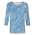 thumbnail image 3 of Womens Tops 3/4 Sleeve Shirts Round Neck Loose Casual Blouses Floral Print Tshirts, 3 of 5