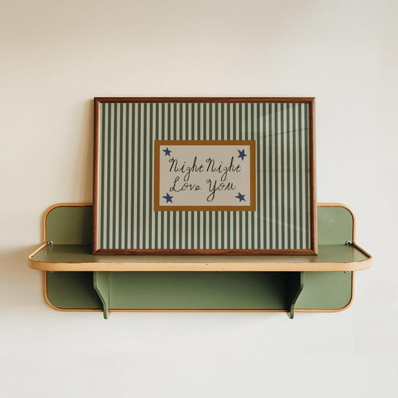 Retro Wall Art, Striped Bedroom Print, Mid Century Modern Wall Art, Vintage Style Bedroom Wall Art, Landscape Night Night Love You Print Poster, Wall Art for Decor, Present, Poster Only