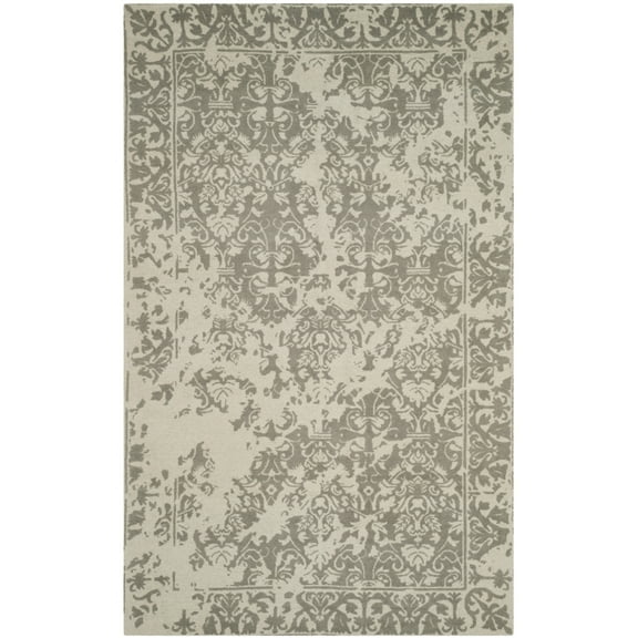 SAFAVIEH Restoration Vintage Kennard Border Wool Area Rug, Light Sage, 5' x 8'