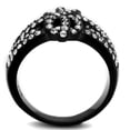 thumbnail image 3 of Stainless Steel Black Ion Plated Bow Design Crystal Fashion Ring Women's Size 6, 3 of 4