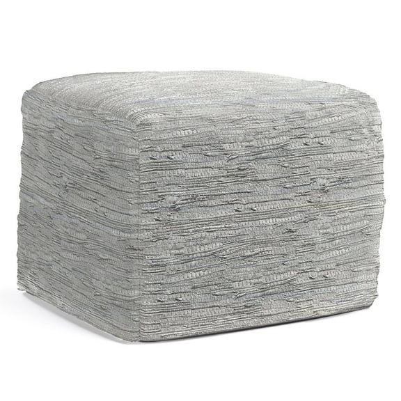 Fredrik Boho Square Pouf in Cream Woven Genuine Leather