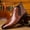 Dark Brown, variant on Men's Crocodile Pattern Slip-On Low Heel Boots, Stylish Comfortable Casual Ankle Shoes for Commuting, Travel, Daily Wear, and Holiday Gift Giving