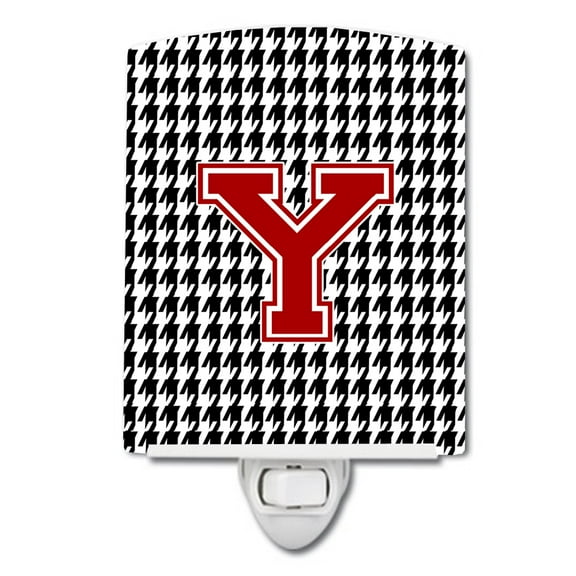 Caroline's Treasures CJ1021-YCNL Letter Y Monogram - Houndstooth Black Ceramic Night Light, 6x4x3", multicolor