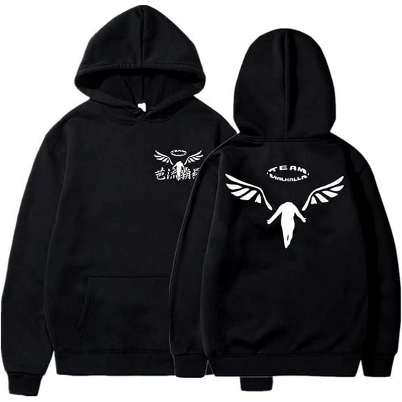 Pour Cosplay Tokyo Pull à Capuche Imprimé 3D Personnage d'Halloween Merch Anime Pull pour Unisexe Adulte Team Valhalla Noir TG