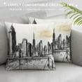 thumbnail image 3 of Heduofu New York Throw Pillow Cushion Cover, Hand Drawn NYC Cityscape Tourism Travel Industrial Center Town Modern City Design, Decorative Rectangle Accent Pillow Case White, 3 of 5