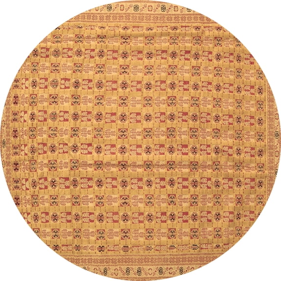 Ahgly Company Indoor Round Abstract Brown Contemporary Area Rugs, 8' Round