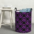 thumbnail image 5 of Laundry Basket, purple hearts peace sign black Laundry Hamper Waterproof Laundry Bag Clothes Hamper Laundry Bin with Handles for Bedroom, Living Room, Kids Room, 5 of 6