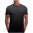 thumbnail image 2 of Oalirro Men's Striped Gradient Color Block T-Shirt, Short Sleeve Crew Neck Tee, Fashionable Casual Design for Summer, 2 of 5