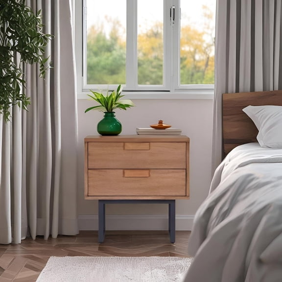 Origins by Alpine Industrial Allison Nightstand, Chestnut