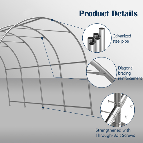 Anti-Snow 10x20 FT Carport, Commercial Grade Heavy Duty Portable Garage Canopy with Steel Frame & Vented Roof, Waterproof Outdoor Storage Shed for Vehicle, Boat, RV