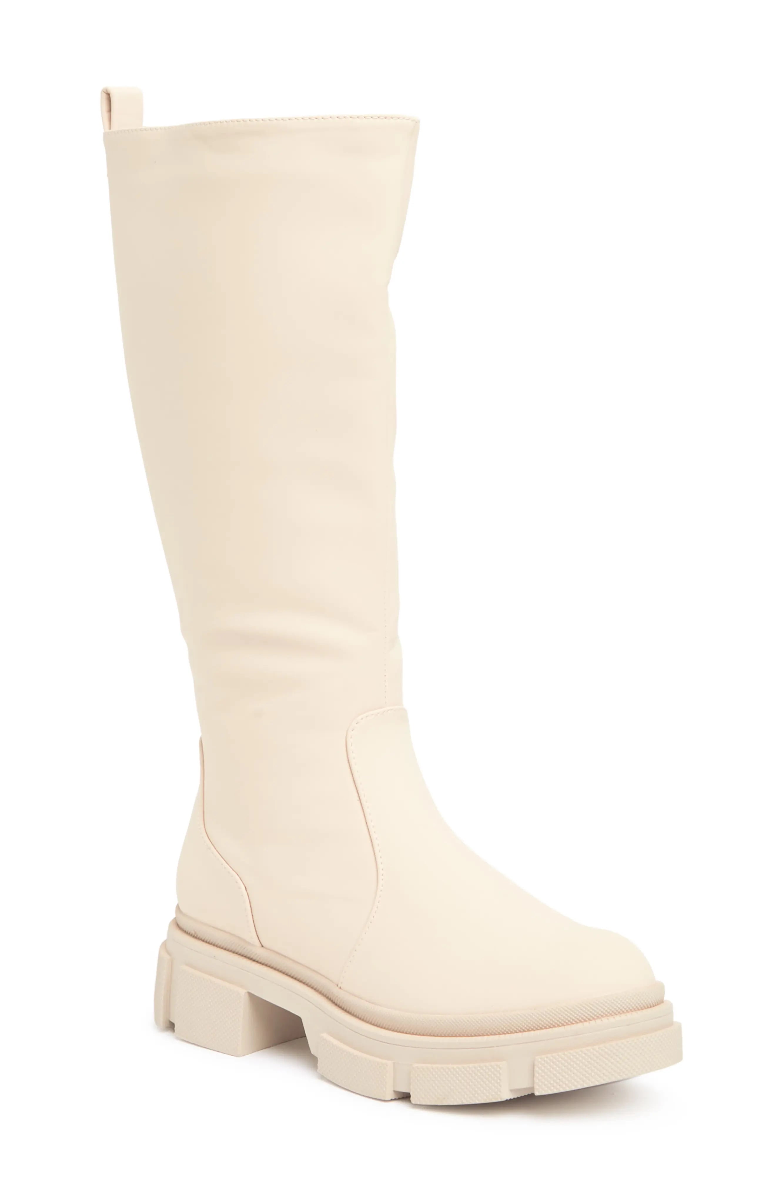 CAPE ROBBIN G Jacinta Lug Sole Boot In Nude Knee High Combat Riding ...