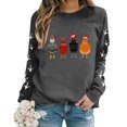 thumbnail image 3 of WEAIXIMIUNG Chandail en Molleton Court Grande Taille Noël Oversize Femmes Manches Longues Col Rond Chandails en Molleton Imprimé Poulet Léger Ample Haut, 3 of 5