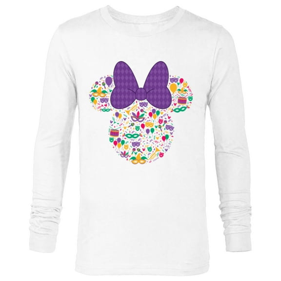 Disney Minnie Mouse Mardi Gras Carnival Holiday Icon - Long Sleeve T-Shirt for Men - Customized-White