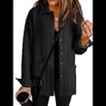 thumbnail image 3 of Chaqueta Acolchada Informal para Mujer, Camisa de Larga con Cuello Abotonado, Chaqueta de Otoño con Bolsillos Negro XL, 3 of 8