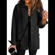 thumbnail image 3 of Chaqueta Acolchada Informal para Mujer, Camisa de Larga con Cuello Abotonado, Chaqueta de Otoño con Bolsillos Negro S, 3 of 8
