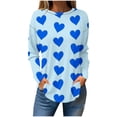 thumbnail image 2 of Meichang Chemises à Manches Longues pour Femmes Valentines Day Tops Vacances Col Rond Cœur T-Shirts Graphiques Tendance Ourlet Courbe Tunique Tops Grande Taille, 2 of 5