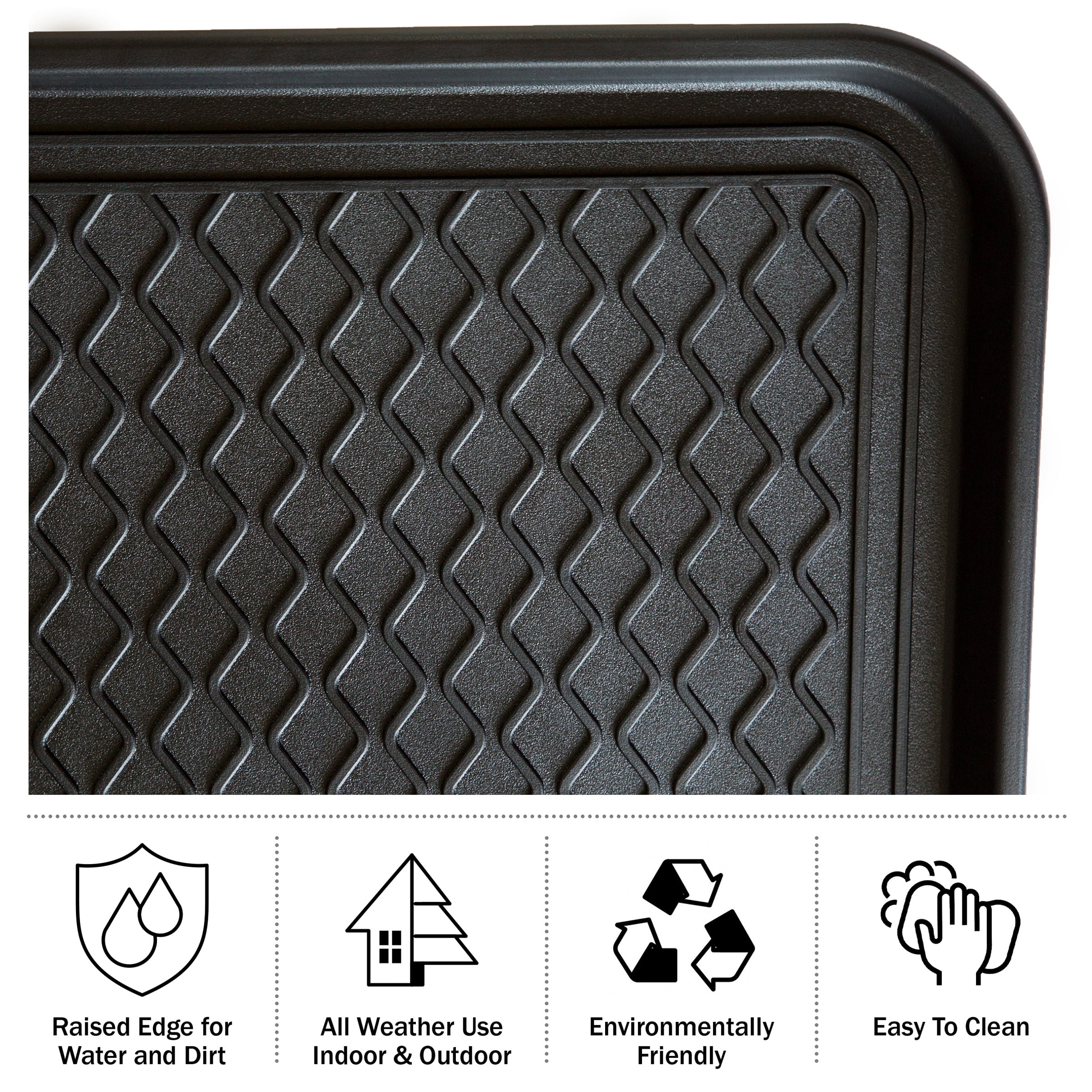 Gardeners Supply Company Large Boot Tray | Multi-Purpose All Weather  Waterproof Indoor and Outdoor Shoes Mat Made with 100% Recycled Plastic |  46-1/2