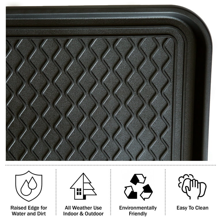 All Weather Boot Tray - Large Water Resistant Plastic Utility Shoe Mat for  Indoor and Outdoor Use in All Seasons by Stalwart (Black)