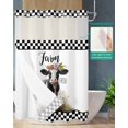 thumbnail image 2 of No Hook Shower Curtain with Snap in Liner, Farm Cow Rooster Watercolor Flower Black White Check Plaid Shower Curtains for Bathroom, Washable Shower Curtain Liner Set with Mesh Top Window, 66"x72", 2 of 6