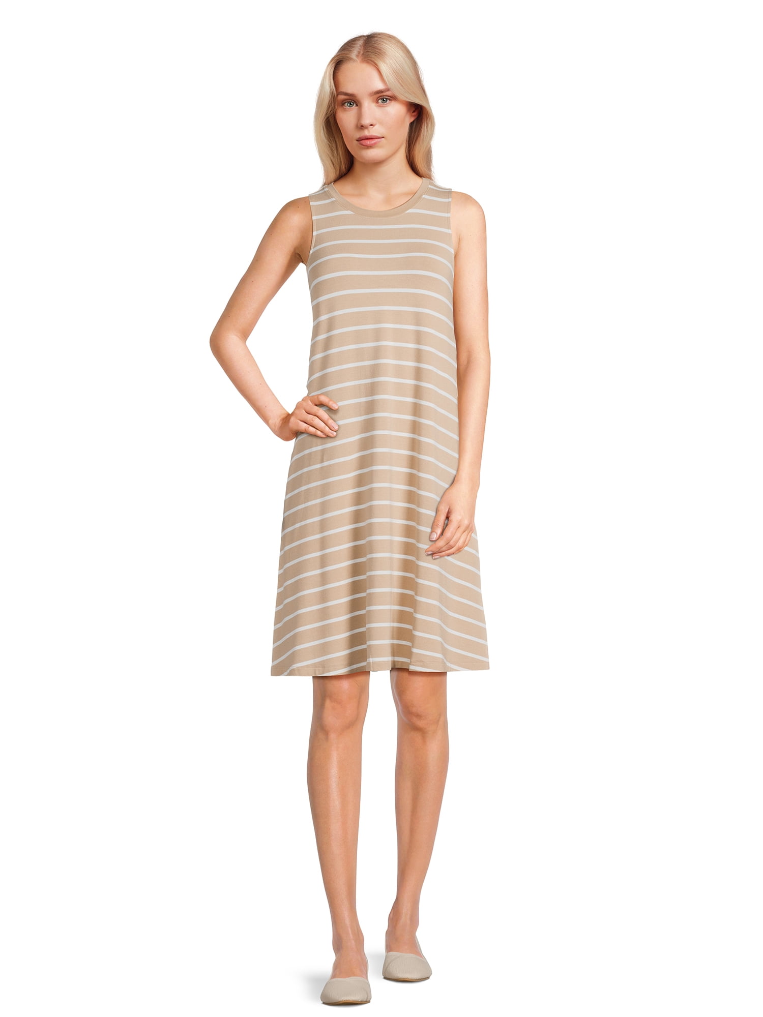 Time and Tru Women's Sleeveless Knit Swing Dress, Sizes XS-XXXL
