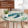 thumbnail image 4 of Sea Turtle Coastal Round Tablecloth, Fitted Table Cover with Elastic for 36"-44" Round Tables, Vintage Nautical Ocean Starfish Compass Table Cloth Outdoor Indoor Dinning Party Waterproof Tablecloths, 4 of 7