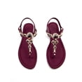 thumbnail image 2 of Women Rhinestone Decor Ankle Strap Thong Sandals  Glamorous Summer Flat Sandals, 2 of 7