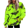thumbnail image 4 of Yanchicy Women's Halloween Hoodie Sweatshirt All Over Orange Splatter Bat Print Soft Lightweight Thin Fleece Oversized Fall Happy Halloween Clothes Drawstring Pocket Hooded Pullover Tops, 4 of 8