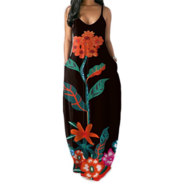 Luiryare Luiryare Women V Neck Maxi Dress Sleeveless Halter One Piece Spaghetti Strap Plus Size Gradient Sundress Walmart Com Walmart Com