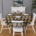 thumbnail image 2 of Black Yellow Sunflower Pattern Round Tablecloth 60"x60",Wrinkle Wipeable Table Cloth for Kitchen Dining Room Picnic Patio Party, 2 of 6