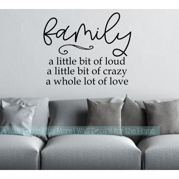 A Bit Loud Crazy Love Home Wall Decal Decor Family Quotes Vinyl Stickers 23x19-Inch Black