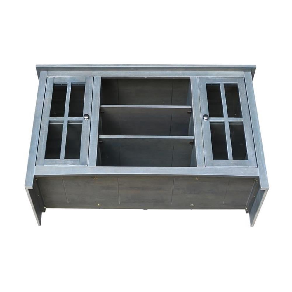 Entertainment/TV Stand with Open Shelves and 2 Doors in Gray - 48" Height
