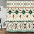 thumbnail image 3 of Western Vintage Shower Curtain for Bathroom, Southwestern Tribal Ethnic Abstract Triangular Geometric Waterproof Fabric Bath Curtains Set, Bathroom Decor with Hooks, 54x70in Beige, 3 of 5