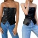 thumbnail image 2 of Womens Summer Button Down Strapless Tube Tops Bandeau Soft Y2K Sexy Sleeveless Strapless Crop Tanks Bustier Corset Tops Black XL, 2 of 4