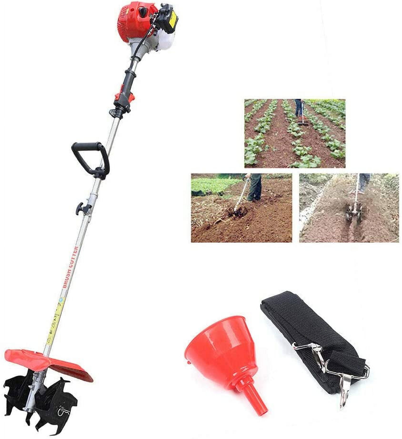 Fichiouy 42.7CC 2 Stroke Garden Lawn Soil Tiller, Micro Tillage Weeder Handheld Petrol Cultivator Gasoline Engine Air-Cooled Garden Tiller