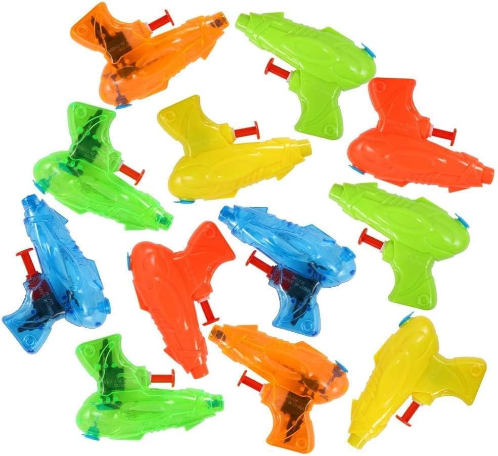 12 Pack Mini Water Squirt Guns – Plastic Water Blasters 20 ft Range for Pool. Beach & Party