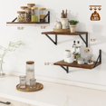 thumbnail image 3 of Deep Floating Shelves for Wall, 12 Inch Deep Floating Shelves Set of 3, 16W x 12D Wood Wall Shelves, Wide Wood Shelves with Metal Bracket for Living Room, Kitchen, Office, Bedroom - Rustic Brown, 3 of 7
